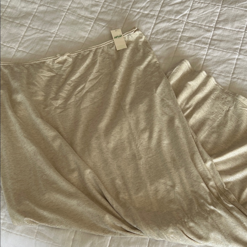 Aerie Beige Shimmer Maxi Skirt L